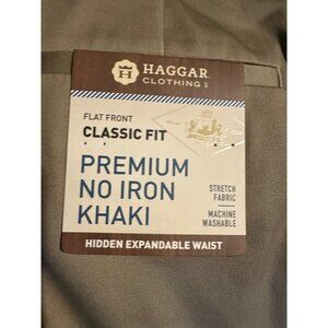 Haggar Mens Classic Fit Flat Front Premium No Iron Khaki Pants 38W X 31L NWT
